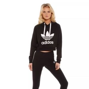 adidas cropped trefoil hoodie